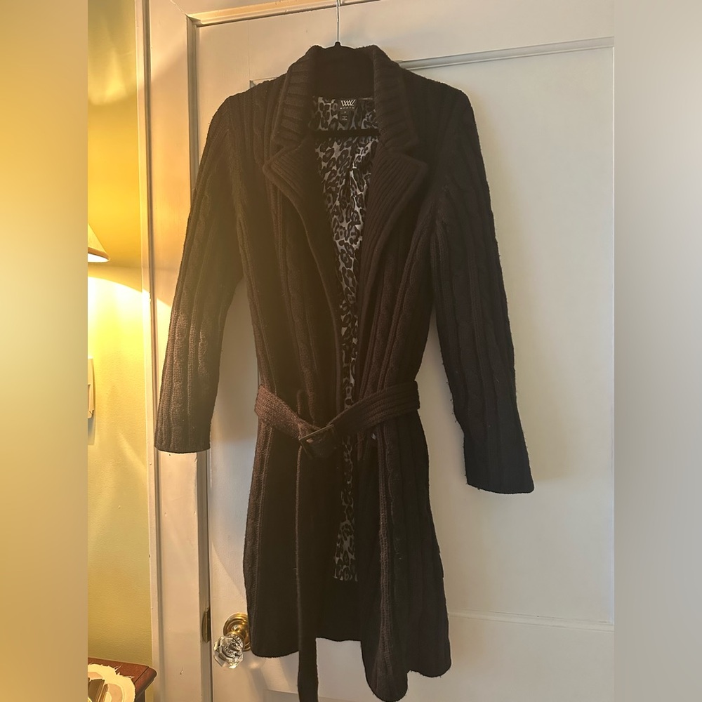 Beautiful sweater coat with belt size small by Worth great condition